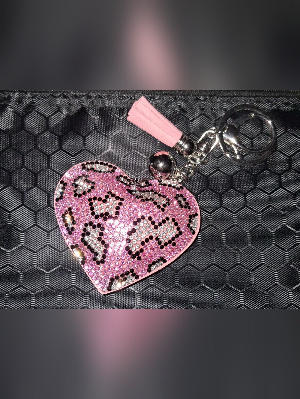 New! Pink Heart Rhinestone Keychain/ Bag Charm